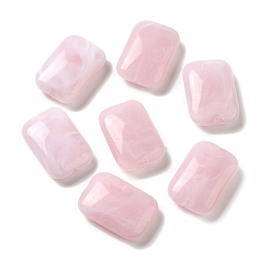 Pink Abalorios de acrílico transparentes, dos tonos, Rectángulo, rosa, 19.5x13.5x6 mm, agujero: 1.4 mm, sobre: 400 unidades / 500 g