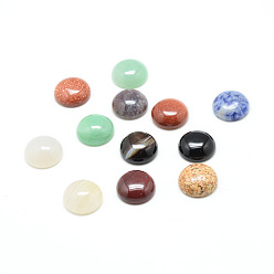 Mixed Stone Natural & Synthetic Gemstone Cabochons, Mixed Style, Half Round, Mixed Color, 12x5mm