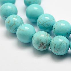 Howlite Brins de perles de magnésite naturelle, teints et chauffée, ronde, 10mm, Trou: 1mm, Environ 37 pcs/chapelet, 15.3 pouce (39 cm).