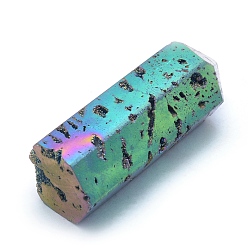 (966) Внутренний цвет Кристалл / Лиловато-лиловый на подкладке Гальванические украшения, шестиугольник, с покрытием цвета радуги, 62~71x23~24 мм