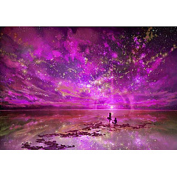 Others DIY Space Theme Diamond Painting Kits, Including Canvas, Resin Rhinestones, Diamond Sticky Pen, Tray Plate and Glue Clay, Space Theme Pattern, 300x400mm