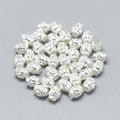 Серебро 925 шарики стерлингового серебра, баррель, серебряные, 5x4 мм, отверстие : 2 мм