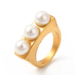 Chapado en Oro Real 18K Revestimiento iónico (ip) 304 anillos para los dedos de acero inoxidable, anillo clásico de cuentas de plástico para mujer, real 18 k chapado en oro, tamaño de EE. UU. 7 (17.3 mm), 4~9 mm