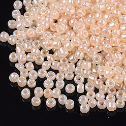 Bisque 6/0 Glass Seed Beads, Ceylon, Round, Round Hole, Bisque, 6/0, 4mm, Hole: 1.5mm, about 500pcs/50g, 50g/bag, 18bags/2pounds