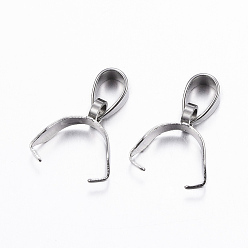 Stainless Steel Color 304 Stainless Steel Pendant Pinch Bails, Stainless Steel Color, 15x8x3mm, Hole: 5x3.5mm