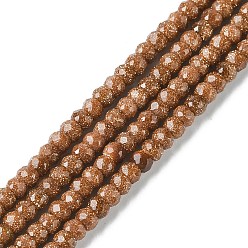 Pierre D'or Synthétiques perles goldstone brins, facette, rondelle, 3x2mm, Trou: 0.7mm, Environ 172 pcs/chapelet, 14.96 pouce (38 cm)