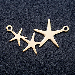 Oro 201 conectores de eslabones en blanco con estampado de acero inoxidable, estrella, dorado, 14.5x26.5x1 mm, agujero: 1.2 mm