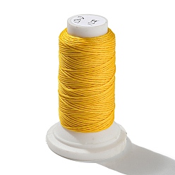 Yellow Flat Waxed Polyester Cord, for Leather Sewing Stitching, Yellow, 0.8mm, about 54.68 yards(50m)/roll