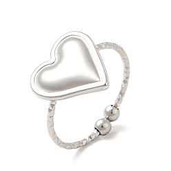 Color de Acero Inoxidable 304 anillo de puño abierto de corazón de acero inoxidable para mujer, color acero inoxidable, tamaño de EE. UU. 8 1/4 (18.3 mm)