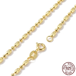 Plaqué 18K Or Véritable 925 collier chaîne boule ovale en argent sterling pour femme, avec cachet s, réel 925 k plaqué or, 18 pouce (18-1/8 cm)