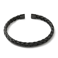 Electrophoresis Black 304 bracelets manchette en fil d'acier inoxydable, électrophorèse noir, diamètre intérieur: 2-1/8 pouce (5.5 cm)