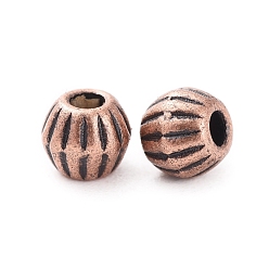 Red Copper Tibetan Style Spacer Beads, Lead Free & Nickel Free & Cadmium Free, Bicone, Red Copper Color, 4x4.5mm, Hole: 1mm