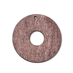 Brun Rosé  Pendentifs en bois peint par pulvérisation, charmes de disque de ton bois de noyer, brun rosé, 41x2.5mm, Trou: 1.6mm