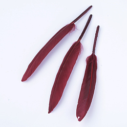 Dark Red Goose Feather Costume Accessories, Dyed, Dark Red, 100~175x13~25mm