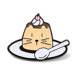 Food Broche en alliage d'émail sur le thème du chat, épingle pour vêtements de sac à dos, pudding, nourriture, 23.5x30.5x1.5mm