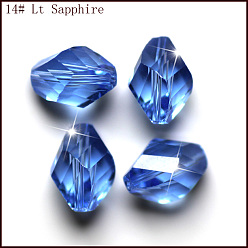 Светло-Голубой Имитация Австрийские кристаллические шарики, класс AAA, граненые, двухконусные, Небесно-голубой, 8x10.5 мм, отверстие : 0.9~1 мм