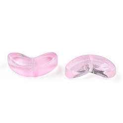 Pink Spray Painted Transparent Glass Beads, Leaf, Pink, 6.5x14x4.5mm, Hole: 1mm