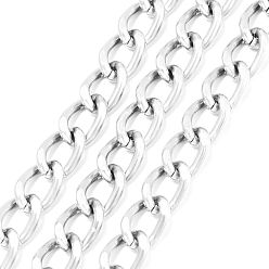 Silver Aluminium Twisted Curb Chains, Diamond Cut Chains, Faceted, Silver Color Plated, 10x6.5x1.8mm