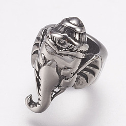 Antique Silver 304 Stainless Steel Beads, Elephant, Antique Silver, 18x11.5x14mm, Hole: 8mm