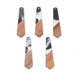 Autres Pendentifs en bois de résine et de noyer, breloques géométriques bicolores, épée, 49x12x3mm, Trou: 2mm