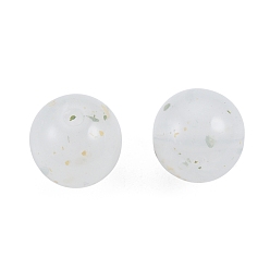 Blanc Perles acryliques opaques style pierre marbrée, ronde, blanc, 11~11.5mm, Trou: 2mm