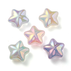 Couleur Mélangete Placage uv arc-en-ciel irisé imitation gelée perles acryliques, étoiles, couleur mixte, 19x20x9mm, Trou: 2mm