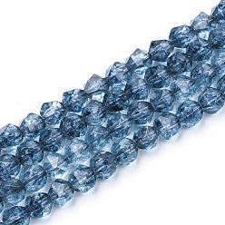 Cristal de cuarzo De perlas de cristal de cuarzo natural hebras, cuentas redondas con corte de estrella, facetados, teñido, 7.5~8x6.5~7 mm, agujero: 1.5 mm, sobre 46 unidades / cadena, 15.5 pulgada