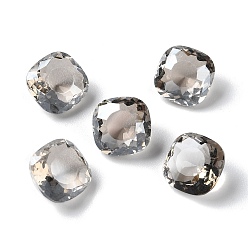Gris Claro Cabujones de diamantes de imitación de vidrio transparente, facetados, señaló hacia atrás, plaza, gris claro, 10x10x6.5 mm