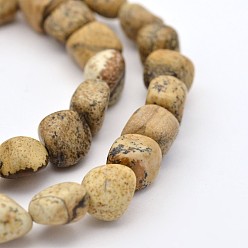 Jaspe Image Image naturelle brins de perles de jaspe, pierre tombée, 5~7mm, Trou: 5~7mm, environ 1 pouce