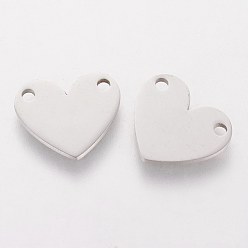 Stainless Steel Color 201 Stainless Steel Charms, Stamping Blank Tag, Heart, Stainless Steel Color, 10.8x12.8x1mm, Hole: 1.5mm