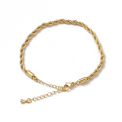 Oro Pulsera de cadena de cuerda de latón chapado en rack para mujer, dorado, 7-1/8 pulgada (18.1 cm)