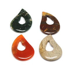 Mixed Stone Mixed Gemstone Teardrop Pendants, 34~36x50x5~7mm