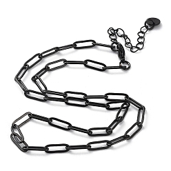Gunmetal 304 Stainless Steel Paperclip Chain Necklace, Gunmetal, 16.34 inch(41.5cm)