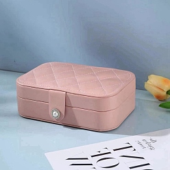 Pink PU Leather Jewelry Set Organizer Box, Travel Portable Jewelry Storage Box, for Earrings Necklace Jewelry, Pink, 16x11x5cm