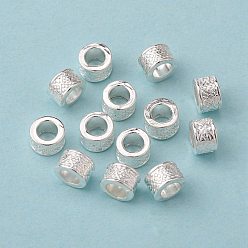 Argent  Perles européennes en alliage de style tibétain, Perles avec un grand trou   , sans plomb et sans cadmium, colonne, argenterie, 8x5mm, Trou: 4.5mm