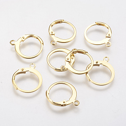 Real 18K Gold Plated 304 Stainless Steel Leverback Earring Findings, with Loop, Real 18K Gold Plated, 14.5x12x2mm, Hole: 1.2mm