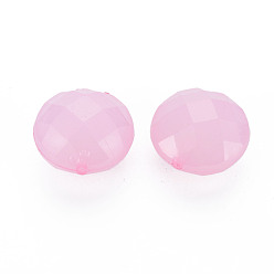 Pearl Pink Imitation Jelly Acrylic Beads, Faceted, Flat Round, Pearl Pink, 18.5x12.5mm, Hole: 1.5mm, about 220pcs/500g