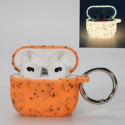 Orange Luminous Silicone Wireless Earbud Carrying Case, Glow in the Dark Earphone Storage Pouch, Orange, 50.5x67.6x29mm