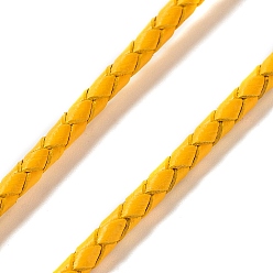 Yellow Braided Leather Cord, Yellow, 3mm, 50yards/bundle