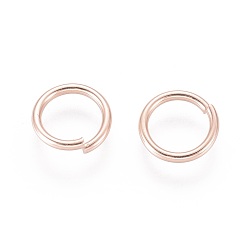 Rose Gold 304 Stainless Steel Open Jump Rings, Rose Gold, 9x1.2mm, Inner Diameter: 7mm