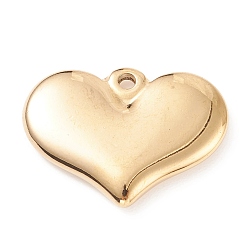 Doré  304 pendentifs coeur estampés en acier inoxydable, accessoires de fabrication de bijoux artisanaux, pour femme, or, 21x28x4mm, Trou: 2.5mm