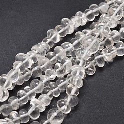 Cristal de Quartz Brins pépites de cristal de perles de quartz naturel, perles de cristal de roche, pierre tombée, 6~10x9~12x8~10mm, Trou: 1mm, environ 15.3 pouces ~ 15.7 pouces