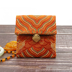 Chocolate Bolsas de embalaje de joyería de satén de estilo chino, bolsas de regalo, Rectángulo, chocolate, 10x9 cm
