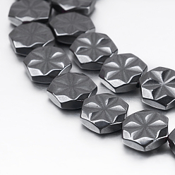 Hématite Sans Magnétique   Non-magnétiques perles d'hématite synthétique brins, hexagone, 8x2.5mm, Trou: 1mm, Environ 46 pcs/chapelet, 15.5 pouce (39.5 cm)