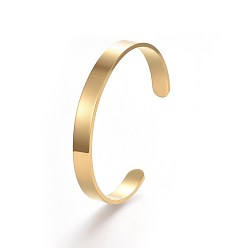 Golden 304 Stainless Steel Blank Cuff Bangles, Custom Engraved Name Text Bangle, Golden, Inner Diameter: 50x63mm, Width: 8mm