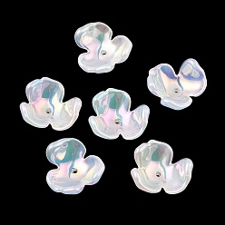 WhiteSmoke Acrylic Bead Caps, Mermaid-inspired Plating, 3-Petal Flower, WhiteSmoke, 19x21.5x10mm, Hole: 1.6mm