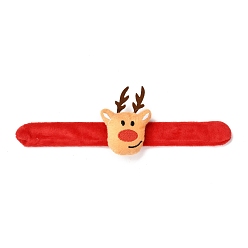 Sandy Brown Christmas Slap Bracelets, Snap Bracelets for Kids and Adults Christmas Party, Christmas Reindeer/Stag, Sandy Brown, 24.5x2.5x0.2cm