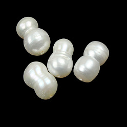 Blanc Floral Perles de keshi baroques naturelles, eau douce perles de nacre, gourde, floral blanc, 13~16.5x8~10mm