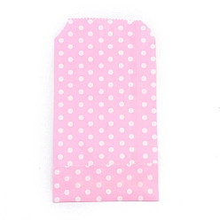 Бледно-Розовый Бумажные мешки, без ручек, сумки для хранения, белый узор в горошек, свадьба день рождения подарочная сумка, розовый жемчуг, 15x8.3x0.02 см