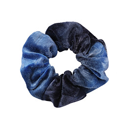 Bleu Nuit Accessoires de cheveux élastiques en tissu tie dye, pour les filles ou les femmes, chouchou / élastiques à cheveux chouchous, bleu minuit, 160mm